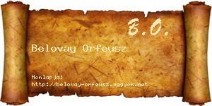 Belovay Orfeusz névjegykártya